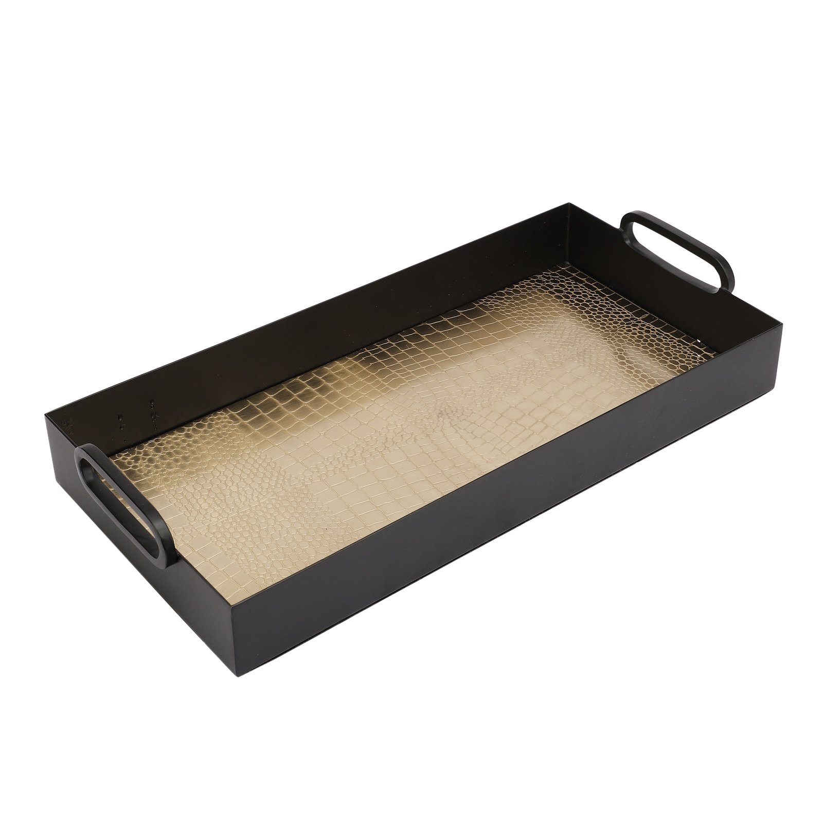 Hartley Gold Black Croc Tray with Handles - De Maison Decor