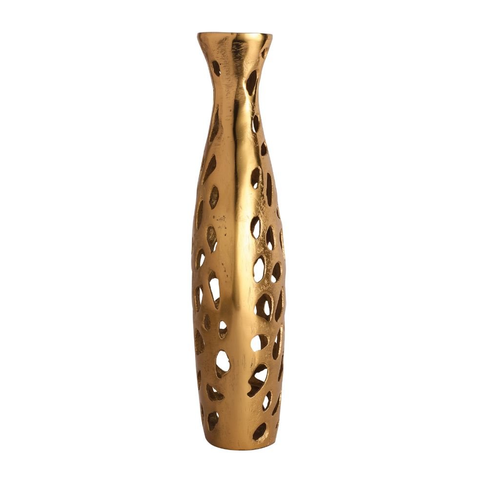 Sophia Floral Vase Medium In Raw Gold Finish - De Maison Decor