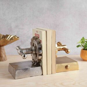 The Gearlock Bookend Gold & Silver