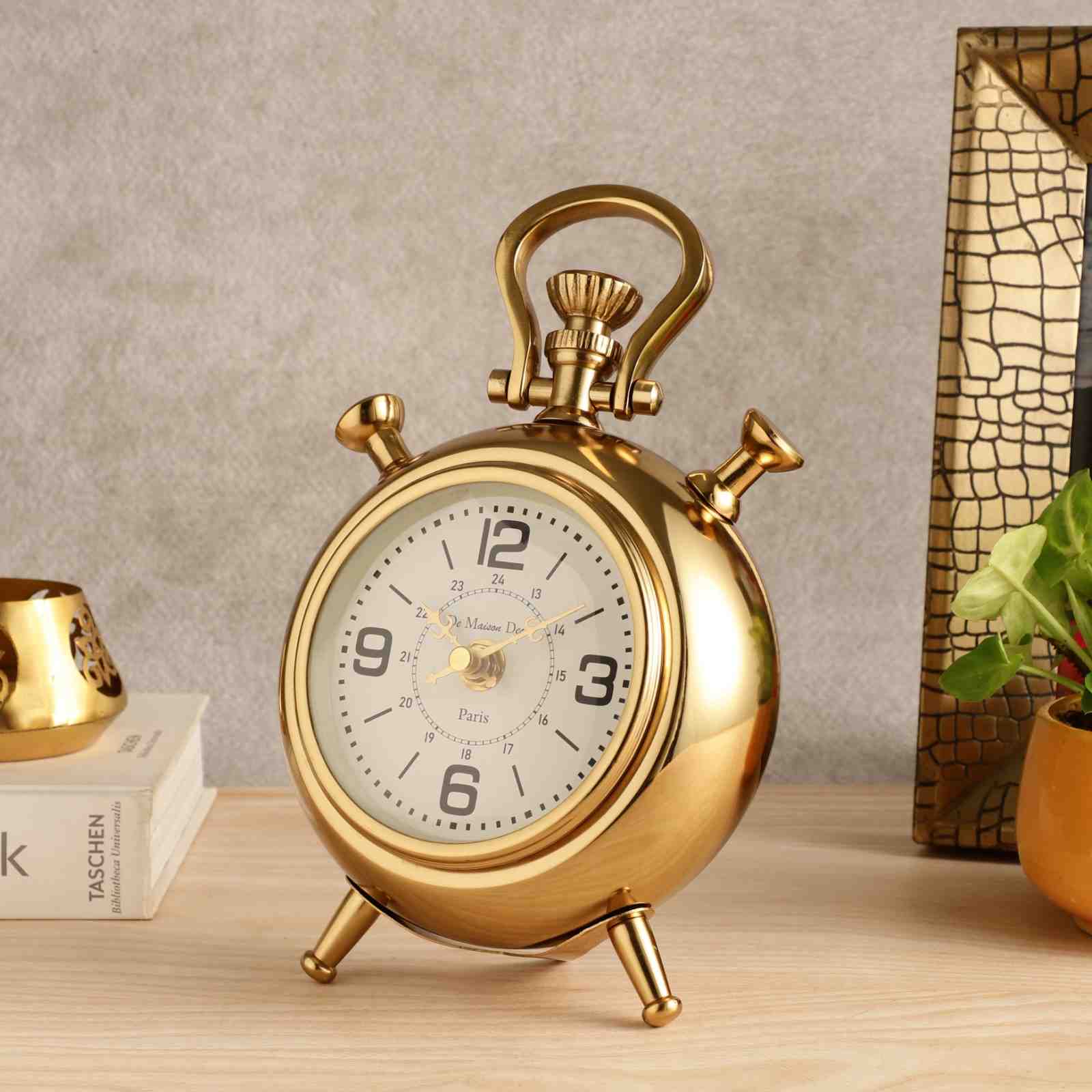 The Belvedere Table Clock Gold