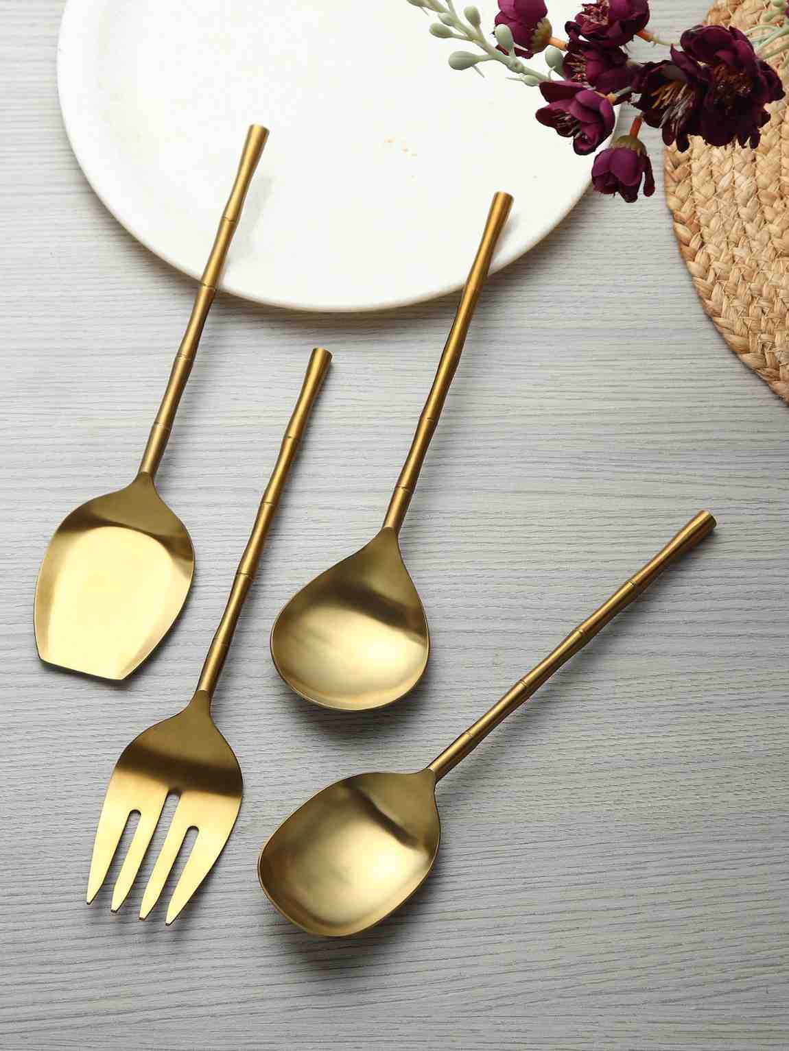 Bamboo Elegance Gold Serving Set - Image 2