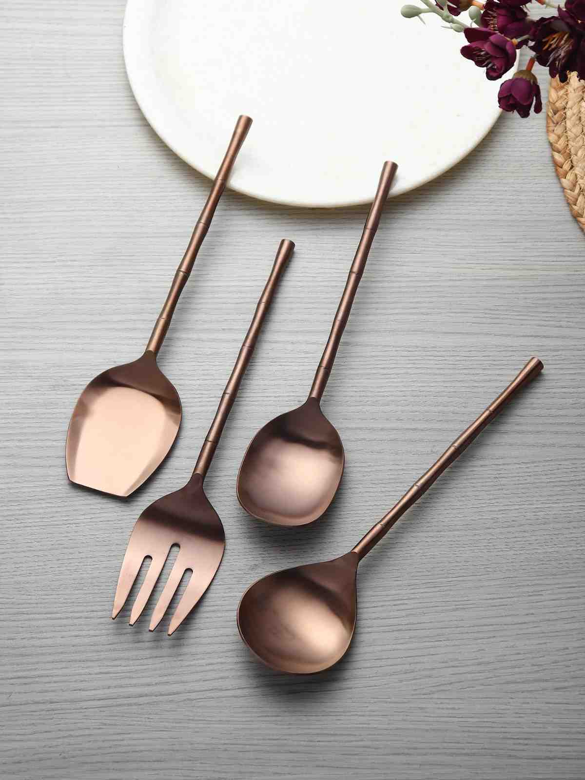 Bamboo Elegance Rose Gold Serving Set - Image 2
