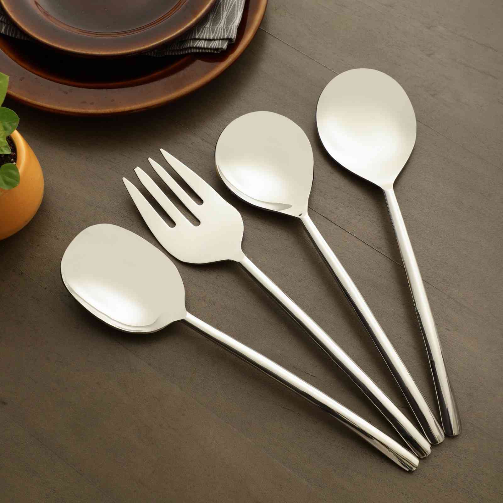 Ava Luxe Silver Serving Set