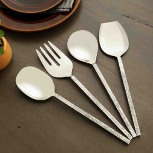 Ember Texture Serving Set Silver