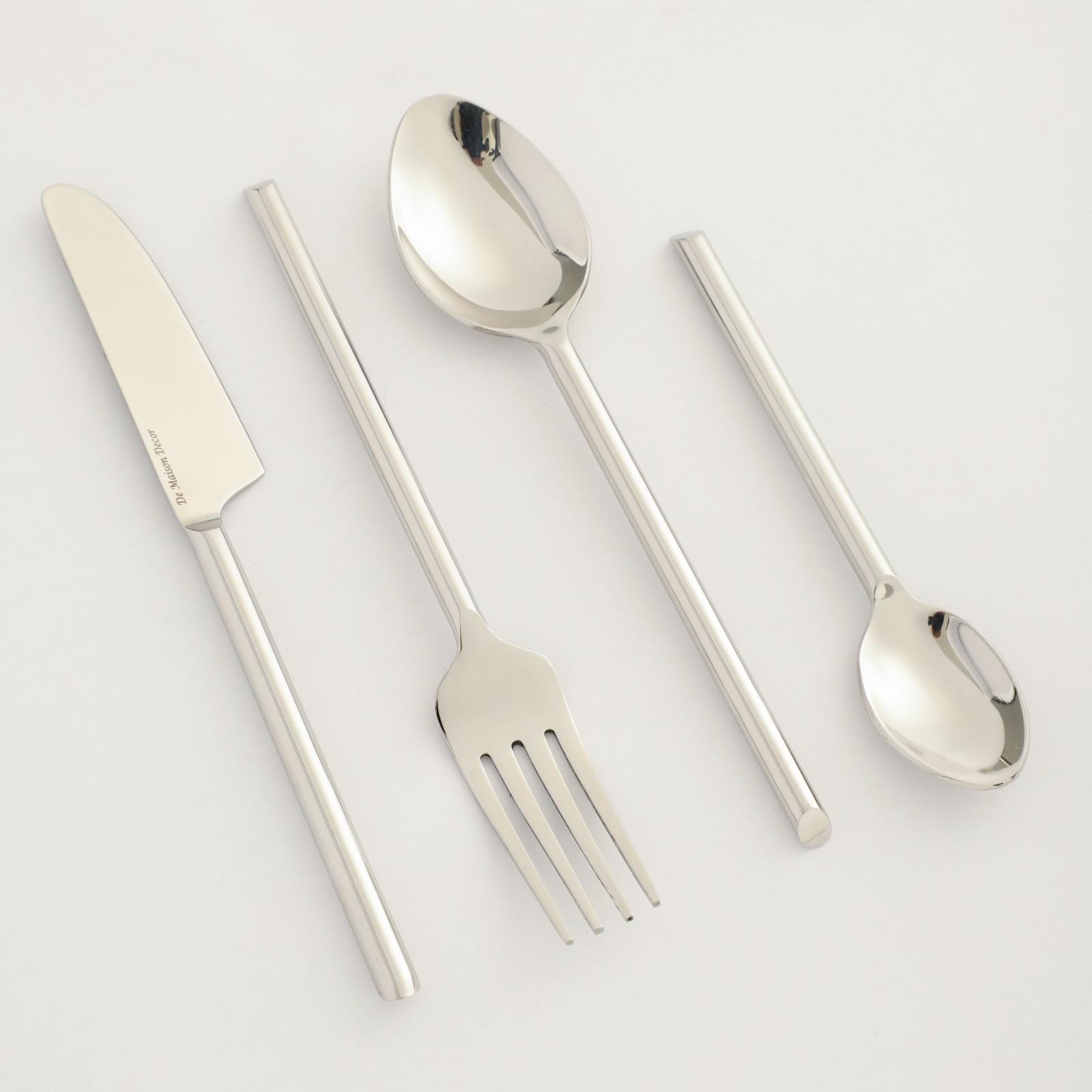 Sleek Cut Cutlery Set Silver - Image 5