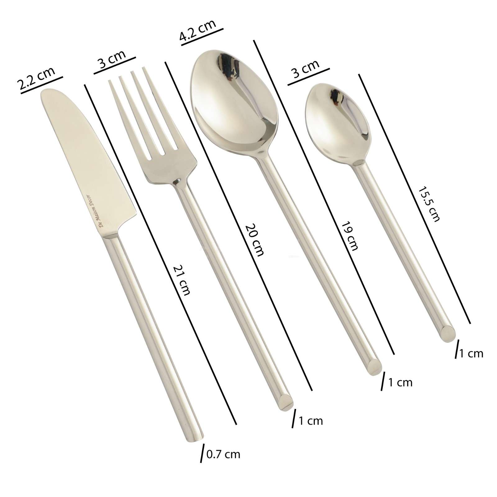 Sleek Cut Cutlery Set Silver - Image 8